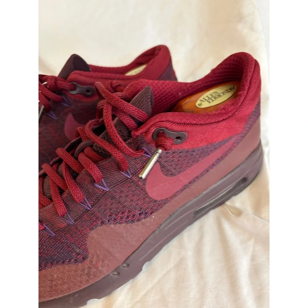 Nike Air Max 1 Ultra 2.0 Flyknit Mens 11 Burgundy Bordeaux 855950-500